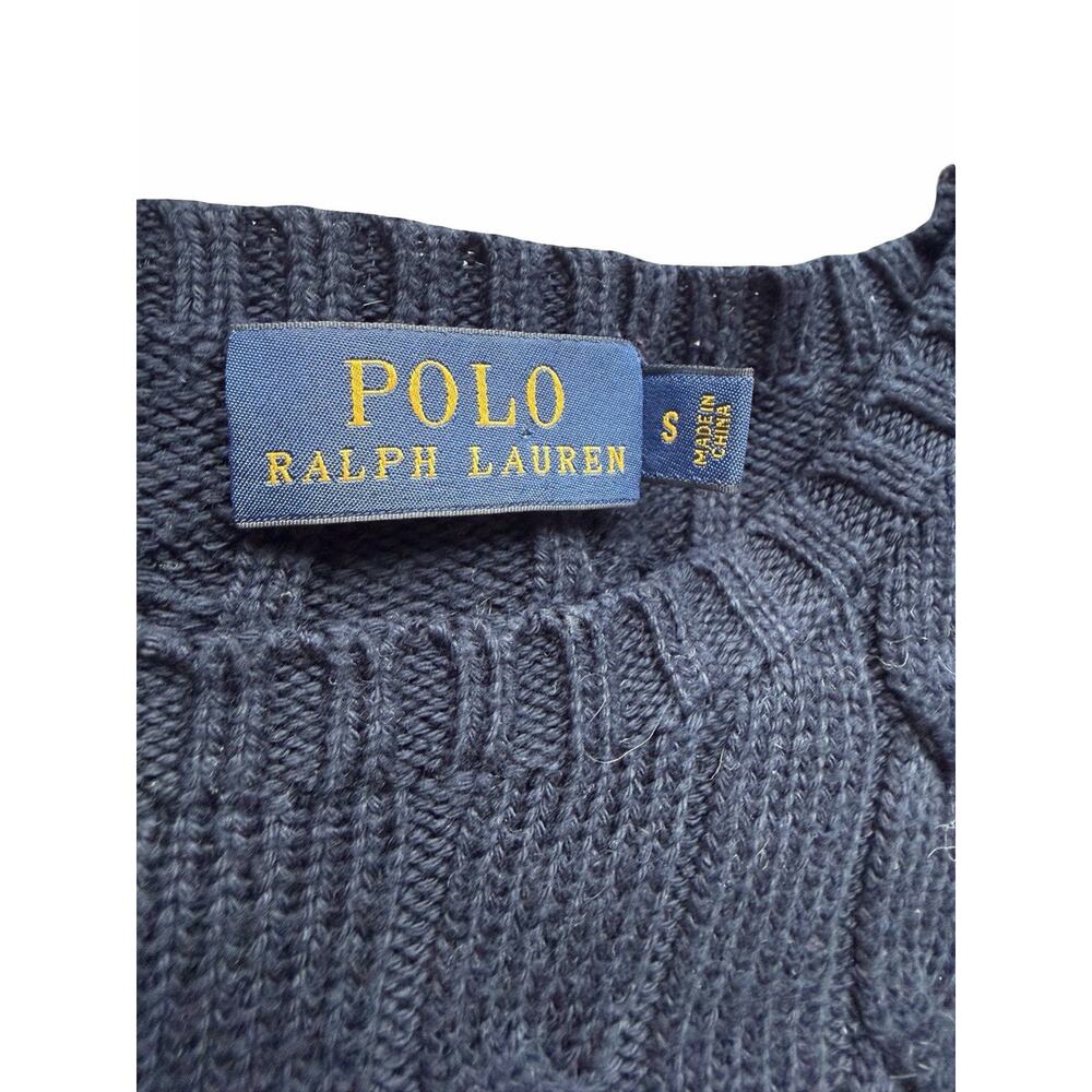 Ralph Lauren Navy Cable Knit Sweater Old Money Aesthetic Size Small - Picture 5 of 8